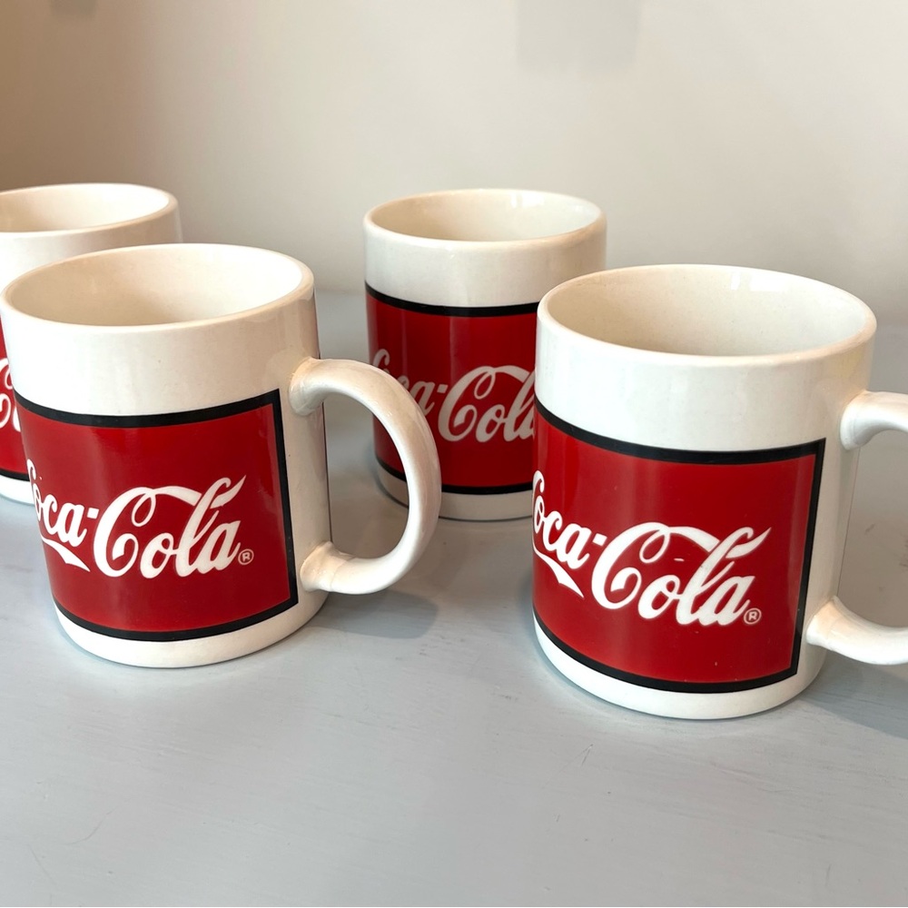 1996 Coca Cola Set Of 4 Tea Coffee Mug Cup Gibson 16oz Red White Classic Vintage - Picture 2 of 8